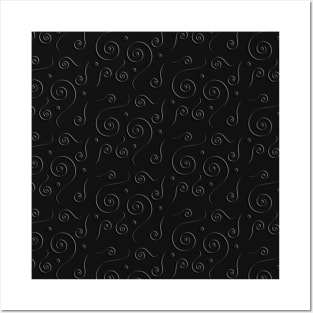 Black textured spiral pattern Posters and Art